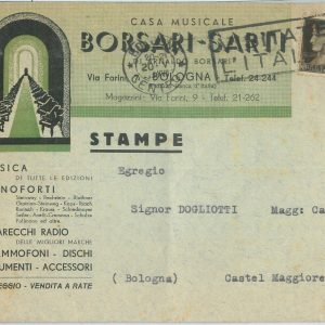 80521 - REGNO - STORIA POSTALE - BUSTA pubblicitaria di BOLOGNA  1938 Music