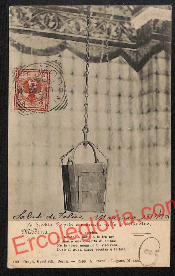 ag9296 CARTOLINA D'EPOCA -Modena -La Secchia Rapita conservata nella Ghirlandina