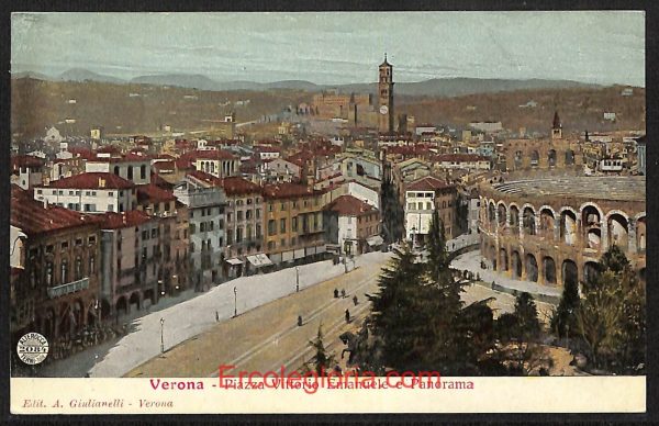 ae2889 - CARTOLINA  D'EPOCA - Verona Città - Piazza Vittorio Emanuele