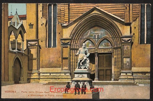 ae2904 - CARTOLINA  D'EPOCA - Verona Città - Porta della Chiesa Sant' Anastasia
