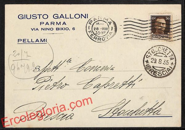 ah5517 - STORIA POSTALE - Parma Città - Giusto Galloni