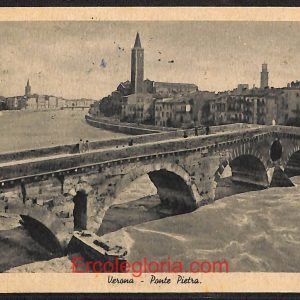 ae2910 - CARTOLINA  D'EPOCA - Verona Città - Ponte Pietra  1940