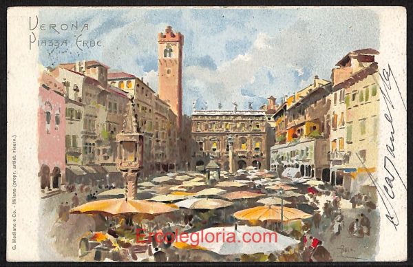 ae2936 - CARTOLINA  D'EPOCA - Verona Città - Piazza Erbe