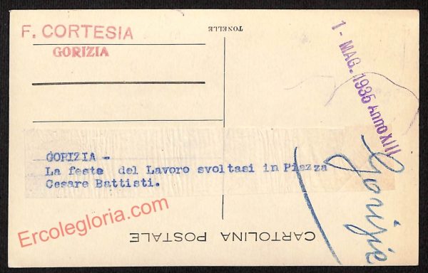 ag1793- CARTOLINA D'EPOCA- Gorizia - Feste del Lavora in Piazza Cesare Battisti - immagine 2