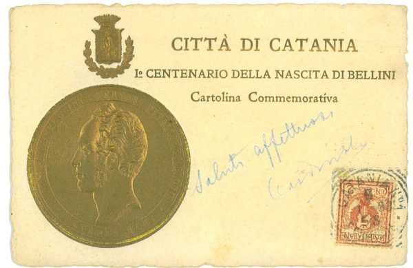 P3068 - CATANIA, 1º CENTENARIO NASCITA BELLINI 1903 VIAGGIATA