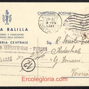 ae2945 - CARTOLINA  D'EPOCA - Verona Città - Opera Balilla