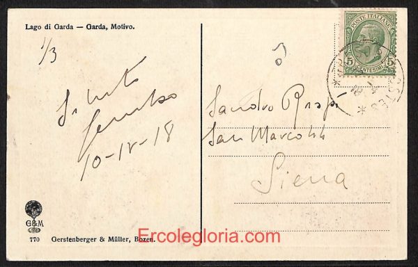 ae2950 - CARTOLINA  D'EPOCA - Verona Città - Lago di Garda  1918 - immagine 2