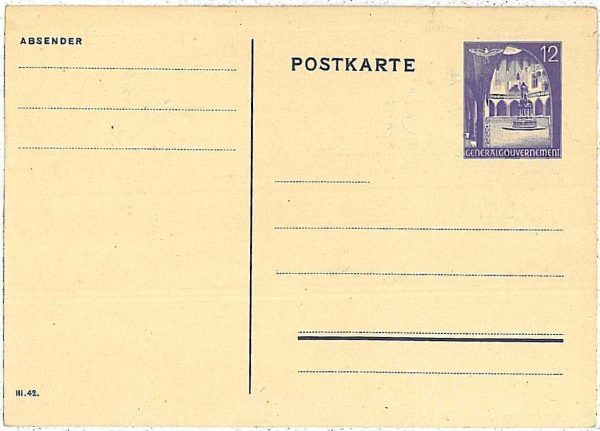 20659  - POLAND  General Government - POSTAL HISTORY - STATIONERY CARD