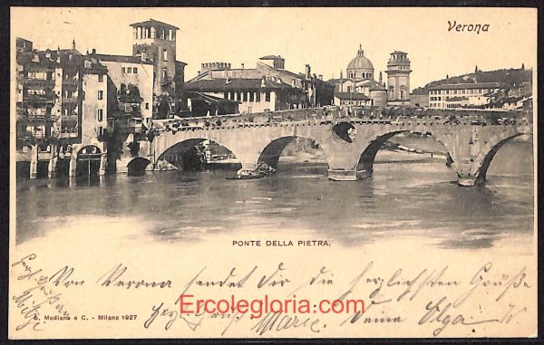 ae2959 - CARTOLINA  D'EPOCA - Verona Città - Ponte delle Pietra  1900