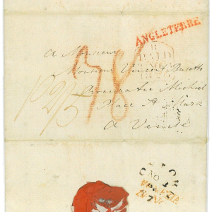 P3852 - GREAT BRITAIN PRESTAMP COMPLETE FOLDED LETTER FROM OXFORD TO VENICE 1825