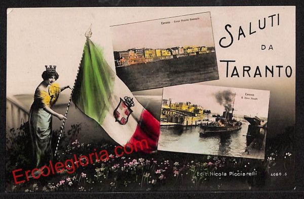 ai7355 - CARTOLINA D' EPOCA - Taranto Città - Corso Vittorio Emanuele