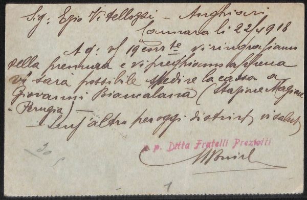 ac3172 - CARTOLINA  D'EPOCA - Perugia Provincia - CANNARA  1918 - immagine 2