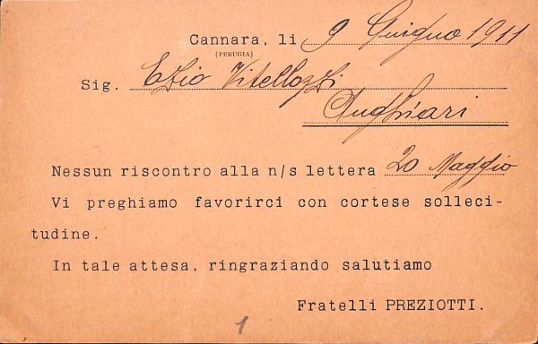 ac3177 - CARTOLINA  D'EPOCA - Perugia Provincia - CANNARA  1911 - immagine 2