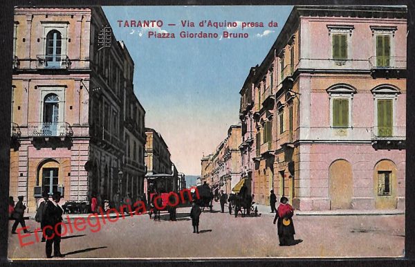 ai7380 - CARTOLINA D' EPOCA - Taranto Città - Piazza Giordano Bruno
