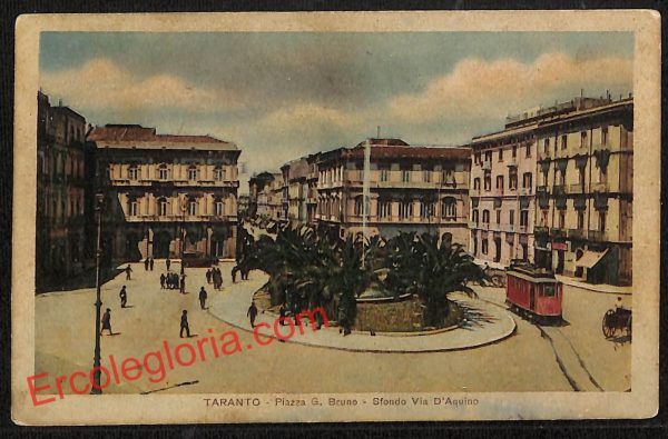ai7381 - CARTOLINA D' EPOCA - Taranto Città - Piazza Giordano Bruno
