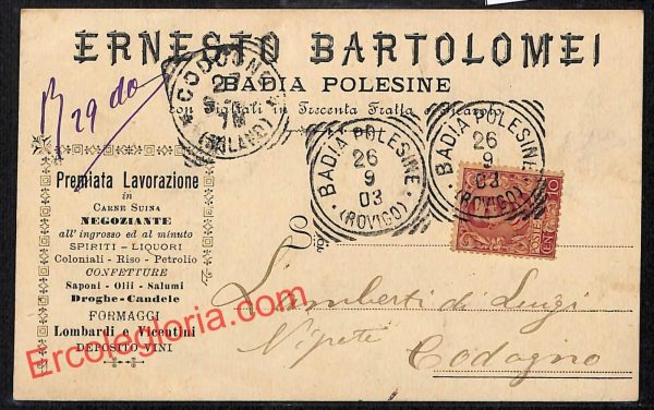 ai1178 - STORIA POSTALE - Rovigo Provincia - Badia Polesine