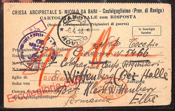ai1184 - STORIA POSTALE - Rovigo Provincia - Castelguglielmo