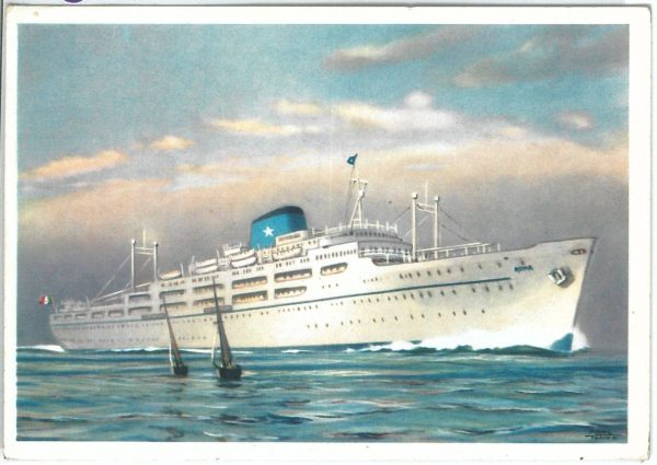 71215 - STORIA POSTALE : CARTOLINA d'Epoca: NAVI BOAT - T/n ROMA Paquebot 1955 - immagine 2