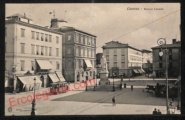 ag5977 - CARTOLINA D'EPOCA - Livorno Città - Piazza Cavour  1907