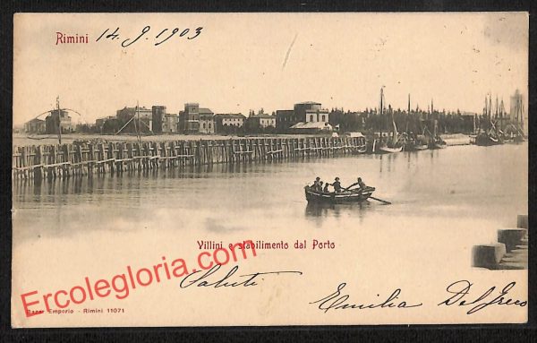 ai0710 - CARTOLINA D'EPOCA - Rimini Città - Villini e Stabilimento dal Porto