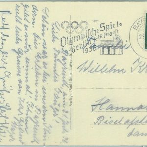 68213 - GERMANY - POSTAL HISTORY - CARD - 21.7.1936 Olympic postmark: BAYERN