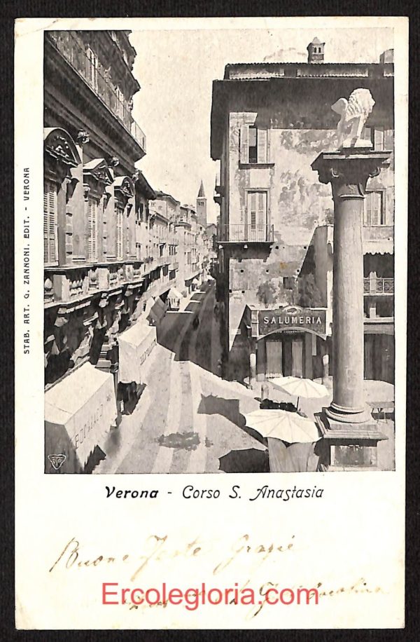 ae3028 - CARTOLINA  D'EPOCA - Verona Città - Corso S. Anastasia