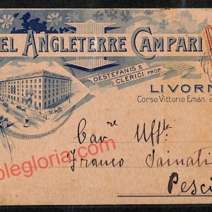 ag5993 -CARTOLINA D'EPOCA - Livorno Città  - Hotel Angleterre Campari
