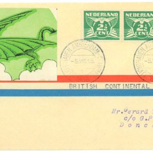 P3687 - AIRMAIL , NETHERLANDS 5.8.1936 FROM AMSTERDAM TO DONCASTER,