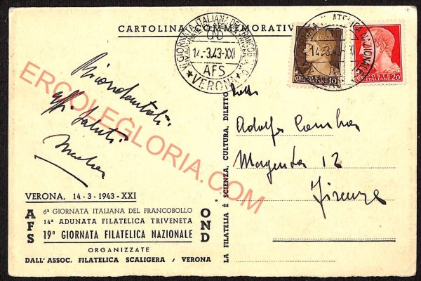 ae3114 - CARTOLINA  D'EPOCA - Verona Città - 6° Giornata del Francobollo - immagine 2