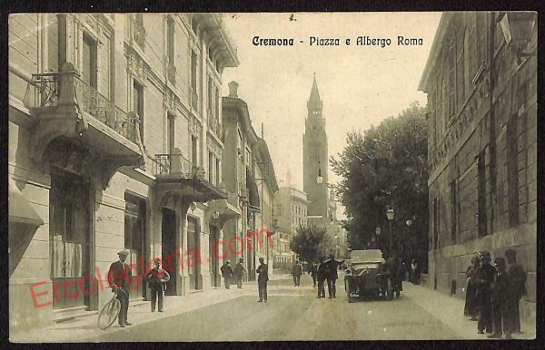 ae5522 - CARTOLINA D'EPOCA - Cremona Città - Piazza e Albergo Roma  1915