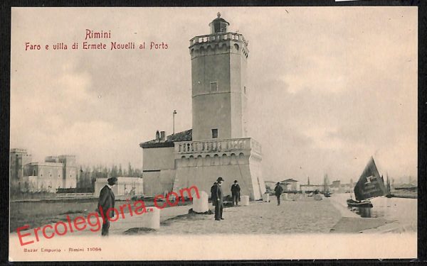 ai0741 - CARTOLINA D'EPOCA - Rimini Città - Faro e Villa Ermete Novelli