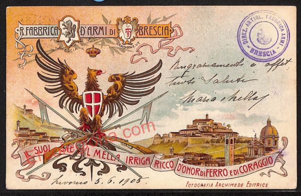ae4216 - CARTOLINA  D'EPOCA - Brescia Città - R. Fabbrica D' Armi