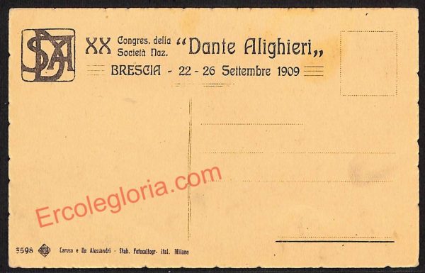 ae4222 - CARTOLINA  D'EPOCA - Brescia Città - ''Dante Alighieri'' - immagine 2