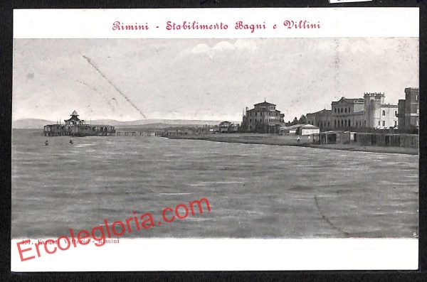 ai0748 - CARTOLINA D'EPOCA - Rimini Città - Stabilimento Bagni e Villini