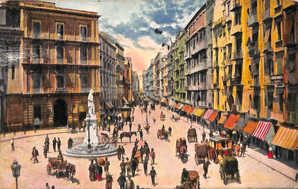 ab7938 - CARTOLINA  D'EPOCA - Napoli Città - Via Roma - Largo della Carità  1921