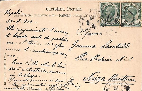 ab8042 - CARTOLINA  D'EPOCA - Napoli  Città - MARIA I  Regina del mare  1910 - immagine 2