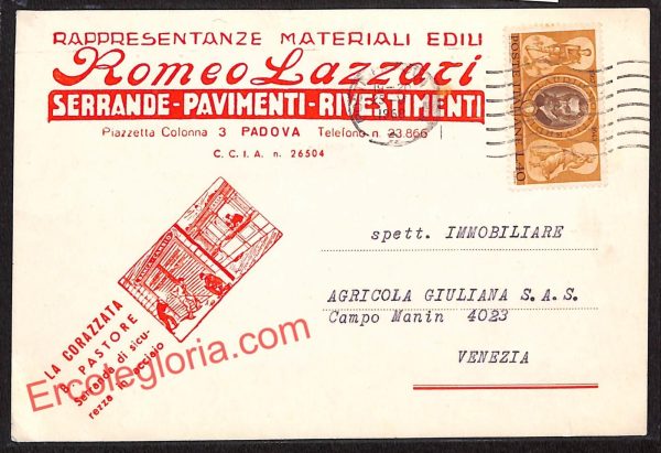 ah4389 - STORIA POSTALE - Padova Città - Romeo Lazzari