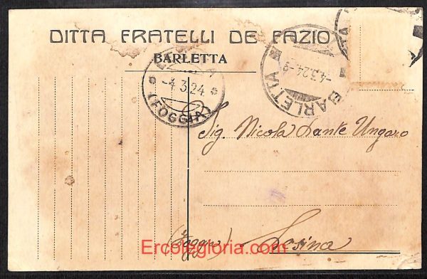 ae0886 - CARTOLINA  D'EPOCA - BAT Provincia - Barletta