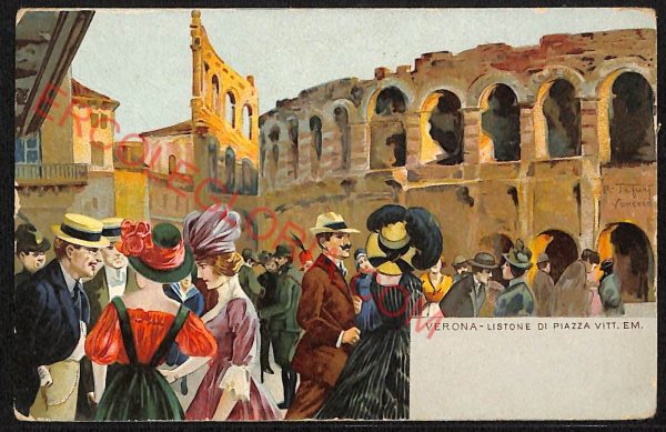 ae3159 - CARTOLINA  D'EPOCA - Verona Città - Listone di Piazza Vittorio Emanuele