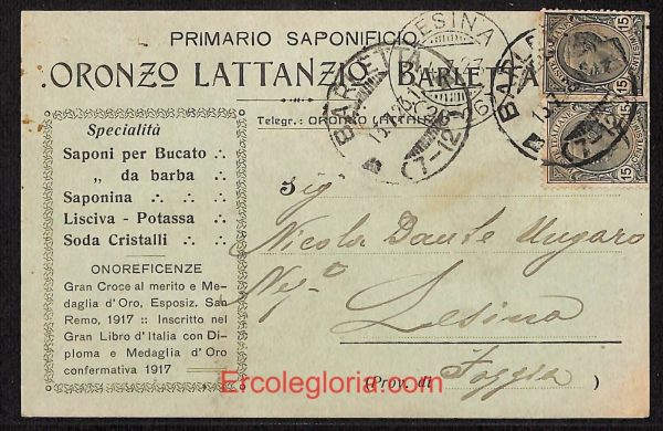 ae0891 - CARTOLINA  D'EPOCA - BAT Provincia - Barletta  1923