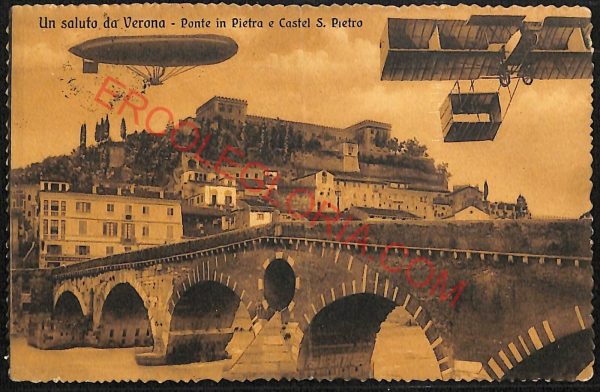ae3193 - CARTOLINA  D'EPOCA - Verona Città - Ponte in Pietra e Castel S. Pietra