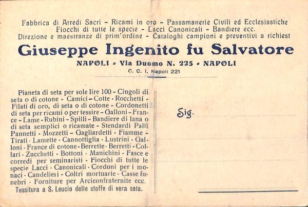 ab8091 - CARTOLINA  D'EPOCA - Napoli  Città - GIUSEPPE INGENITO FU SALVATORE