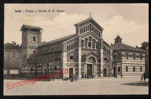ag6009 - CARTOLINA D'EPOCA - Lodi Città - Piazza e Chiesa di S. Rocco