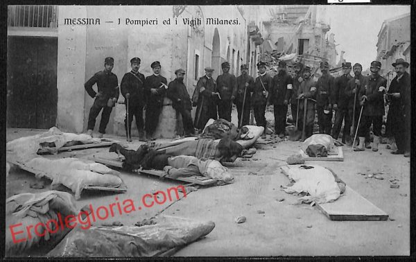 ag8765 - CARTOLINA D'EPOCA - Messina Città - I Pompieri ed i Vigili Milanesi
