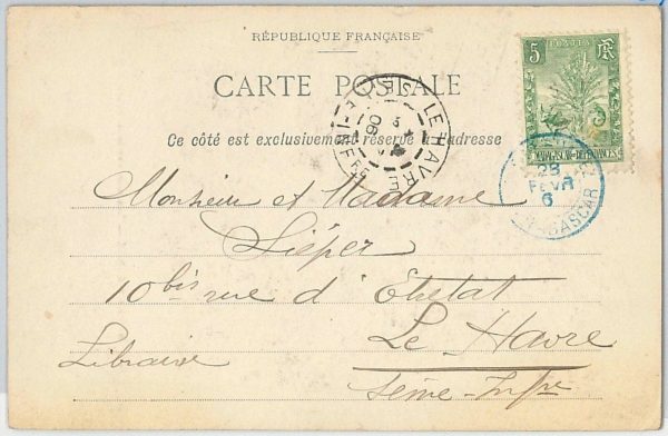 44943  -  MADAGASCAR -  POSTAL HISTORY: POSTCARD to FRANCE 1906  - DIEGO SUAREZ