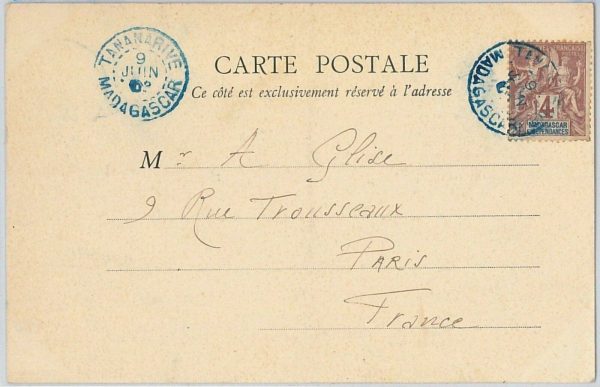 44942 -  MADAGASCAR -  POSTAL HISTORY -  POSTCARD to FRANCE 1902 - TANANARIVE