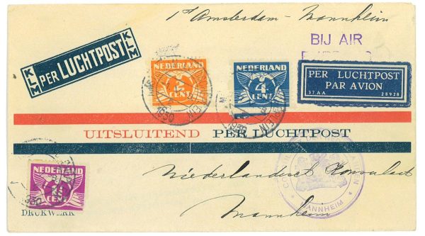 P3692 - AIRMAIL , NETHERLANDS , 1.5.1930 AMSTERDAM-MANNHEIM - immagine 2