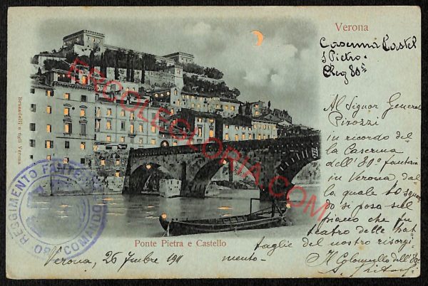 ae3198 - CARTOLINA  D'EPOCA - Verona Città - Ponte Pietra e Castello
