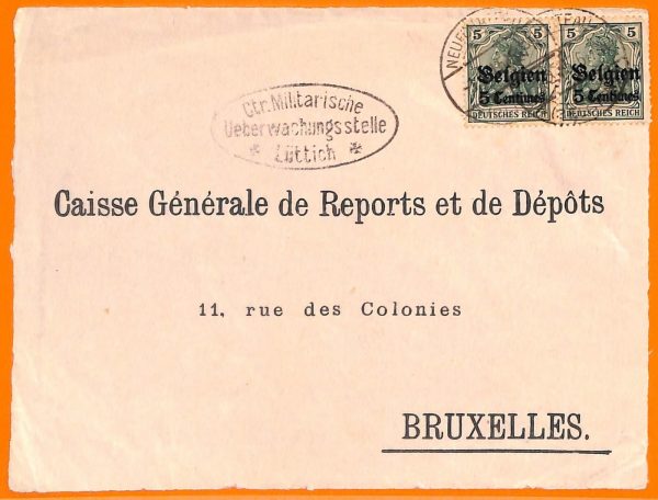 99059 - German BELGIUM - POSTAL HISTORY -    COVER FRONT