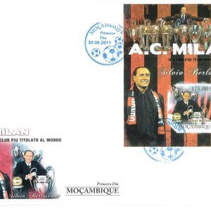 -- BERLUSCONI -- MILAN AC - 2011  Foglietto MOZAMBIQUE busta FDC - Berlusca